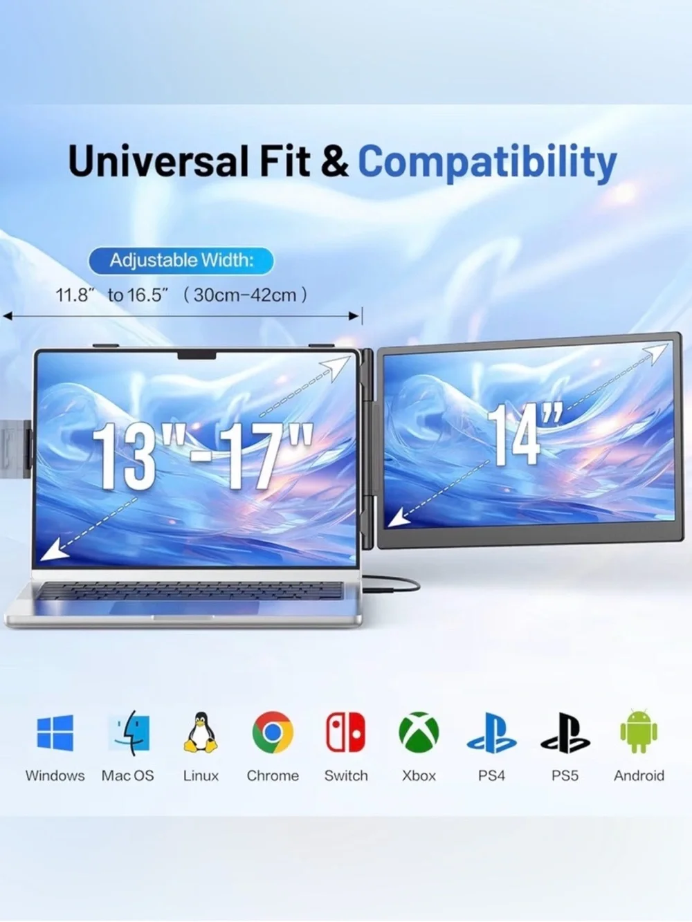 Laptop screen extender 14” FHD 1080 portable monitor for laptop with 100% sRGB